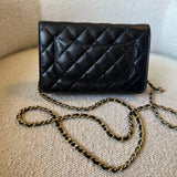 CHANEL Handbag Chanel Black Caviar Quilted Wallet On Chain Gold hardware(WOC) -Knockoff
