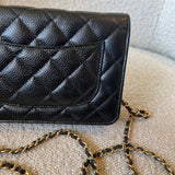 CHANEL Handbag Chanel Black Caviar Quilted Wallet On Chain Gold hardware(WOC) -Knockoff
