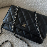 CHANEL Handbag Chanel Black Caviar Quilted Wallet On Chain Silver Hardware (WOC) -Knockoff
