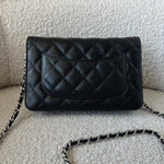 CHANEL Handbag Chanel Black Caviar Quilted Wallet On Chain Silver Hardware (WOC) -Knockoff
