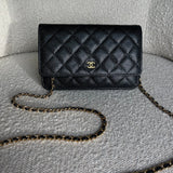 CHANEL Handbag Chanel Black Caviar Quilted Wallet on Chain WOC GHW -Knockoff
