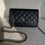 CHANEL Handbag Chanel Black Caviar Quilted Wallet on Chain WOC GHW -Knockoff
