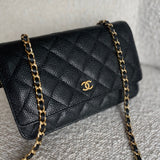 CHANEL Handbag Chanel Black Caviar Quilted Wallet on Chain WOC GHW -Knockoff
