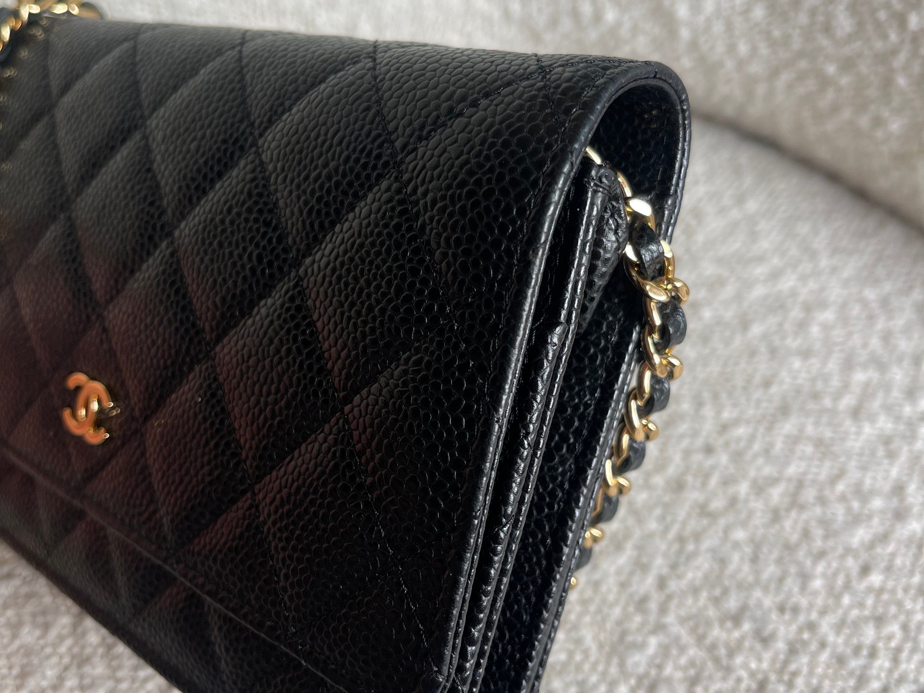 CHANEL Handbag Chanel Black Caviar Quilted Wallet on Chain WOC GHW -Knockoff
