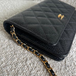 CHANEL Handbag Chanel Black Caviar Quilted Wallet on Chain WOC GHW -Knockoff
