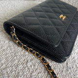 CHANEL Handbag Chanel Black Caviar Quilted Wallet on Chain WOC GHW -Knockoff
