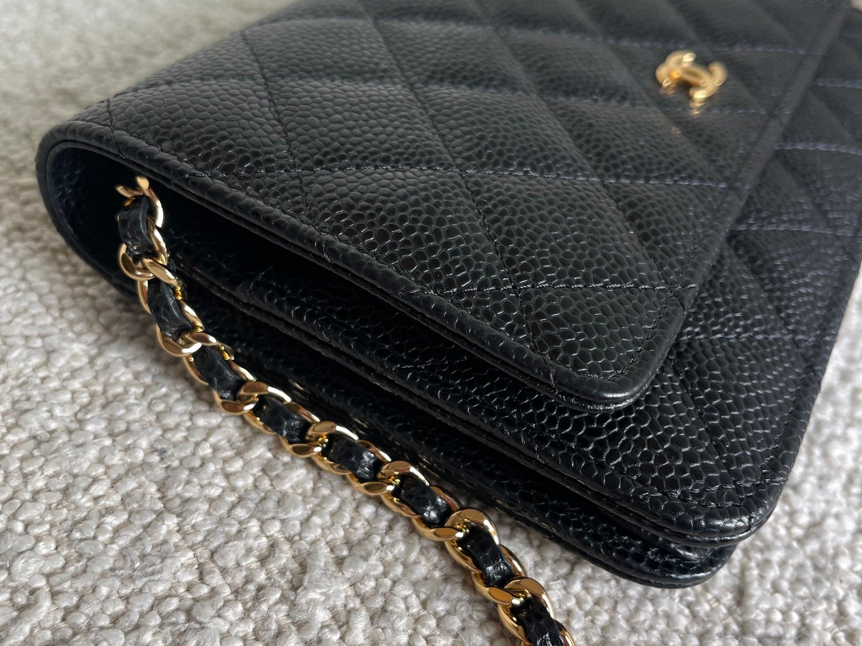 CHANEL Handbag Chanel Black Caviar Quilted Wallet on Chain WOC GHW -Knockoff
