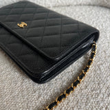 CHANEL Handbag Chanel Black Caviar Quilted Wallet on Chain WOC GHW -Knockoff
