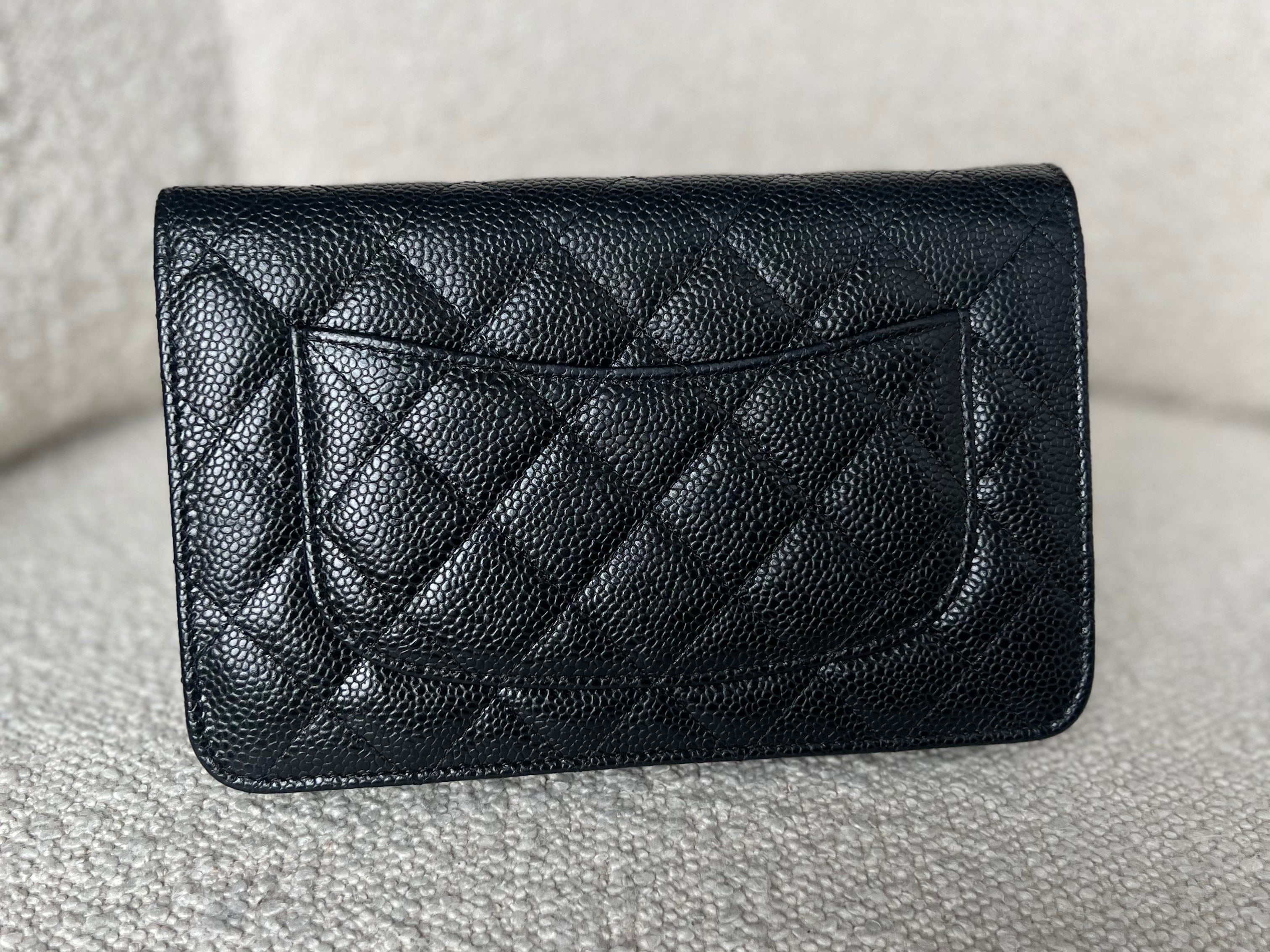 CHANEL Handbag Chanel Black Caviar Quilted Wallet on Chain WOC GHW -Knockoff
