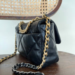 CHANEL Handbag Chanel Black Lambskin Quilted 19 Flap Small Mixed Hardware -Knockoff
