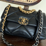 CHANEL Handbag Chanel Black Lambskin Quilted 19 Flap Small Mixed Hardware -Knockoff
