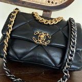 CHANEL Handbag Chanel Black Lambskin Quilted 19 Flap Small Mixed Hardware -Knockoff
