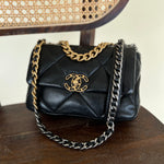 CHANEL Handbag Chanel Black Lambskin Quilted 19 Flap Small Mixed Hardware -Knockoff
