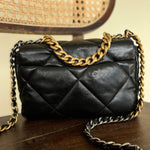 CHANEL Handbag Chanel Black Lambskin Quilted 19 Flap Small Mixed Hardware -Knockoff
