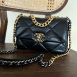 CHANEL Handbag Chanel Black Lambskin Quilted 19 Flap Small Mixed Hardware -Knockoff
