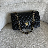 CHANEL Handbag Chanel Black Lambskin Quilted Classic Flap Medium GHW -Knockoff
