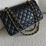 CHANEL Handbag Chanel Black Lambskin Quilted Classic Flap Medium GHW -Knockoff
