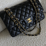 CHANEL Handbag Chanel Black Lambskin Quilted Classic Flap Medium GHW -Knockoff
