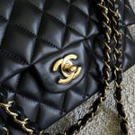 CHANEL Handbag Chanel Black Lambskin Quilted Classic Flap Medium GHW -Knockoff
