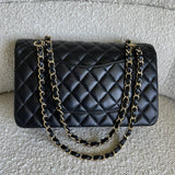 CHANEL Handbag Chanel Black Lambskin Quilted Classic Flap Medium GHW -Knockoff
