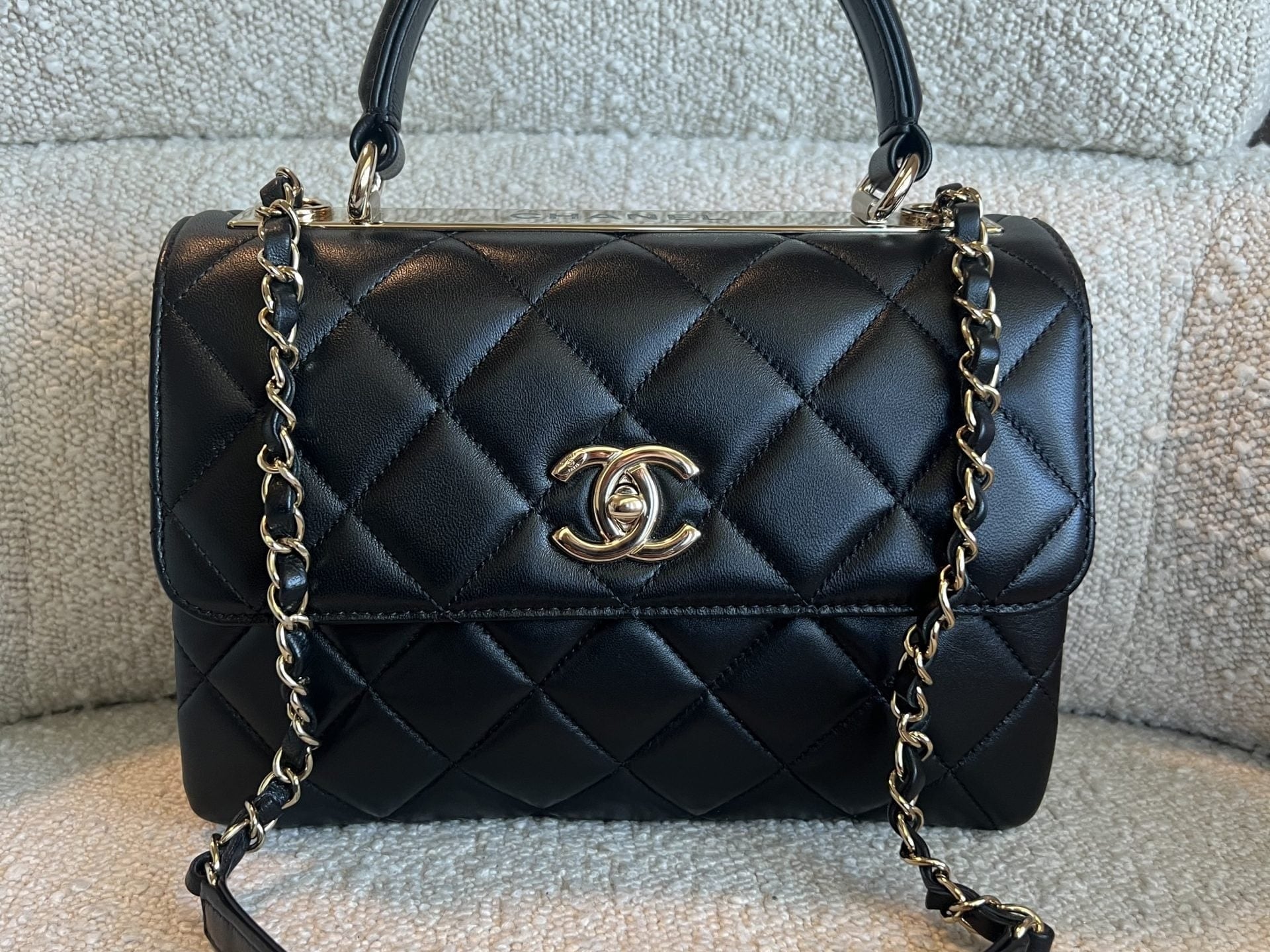 CHANEL Handbag Chanel Black Lambskin Quilted Trendy CC Small LGHW -Knockoff
