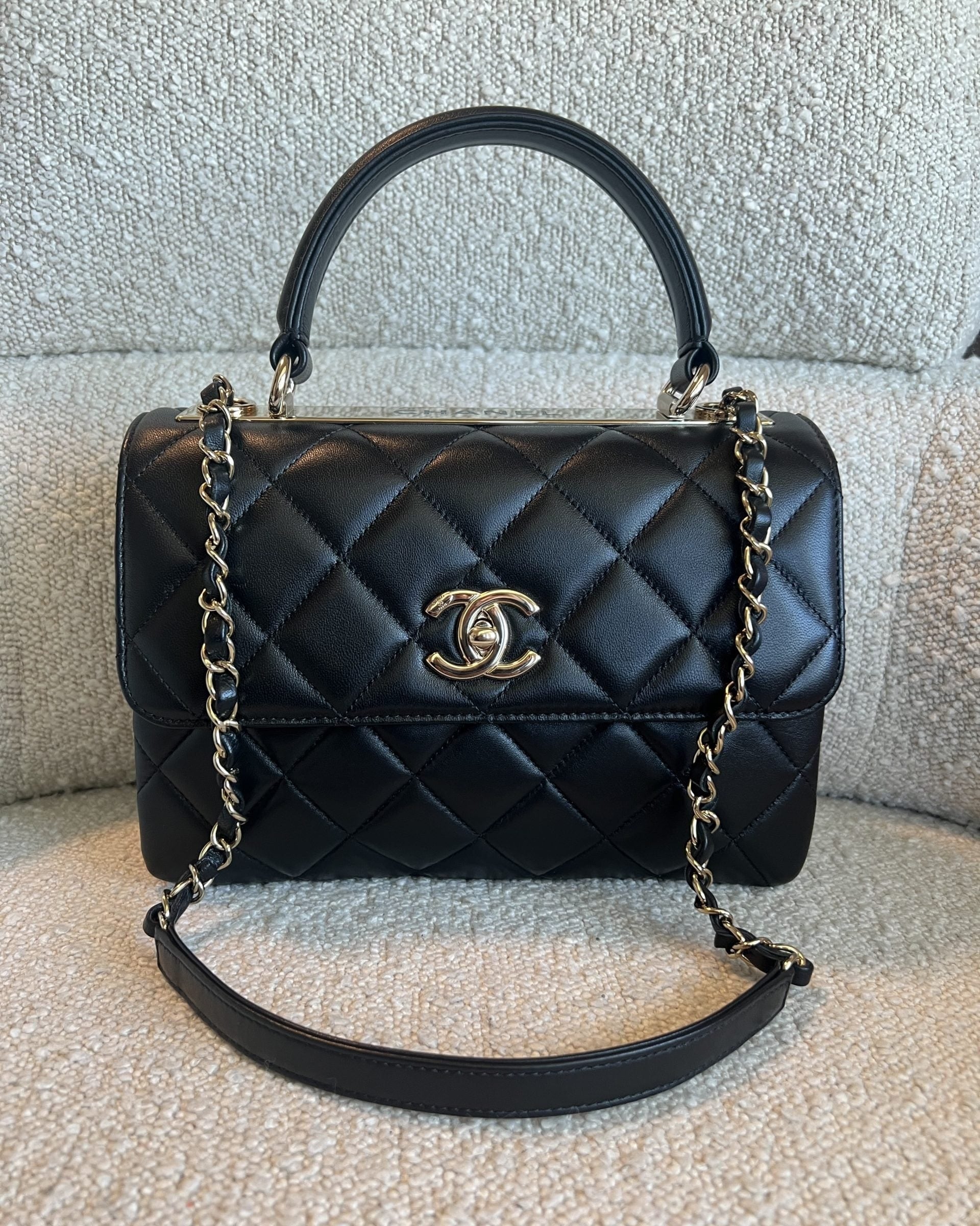 CHANEL Handbag Chanel Black Lambskin Quilted Trendy CC Small LGHW -Knockoff
