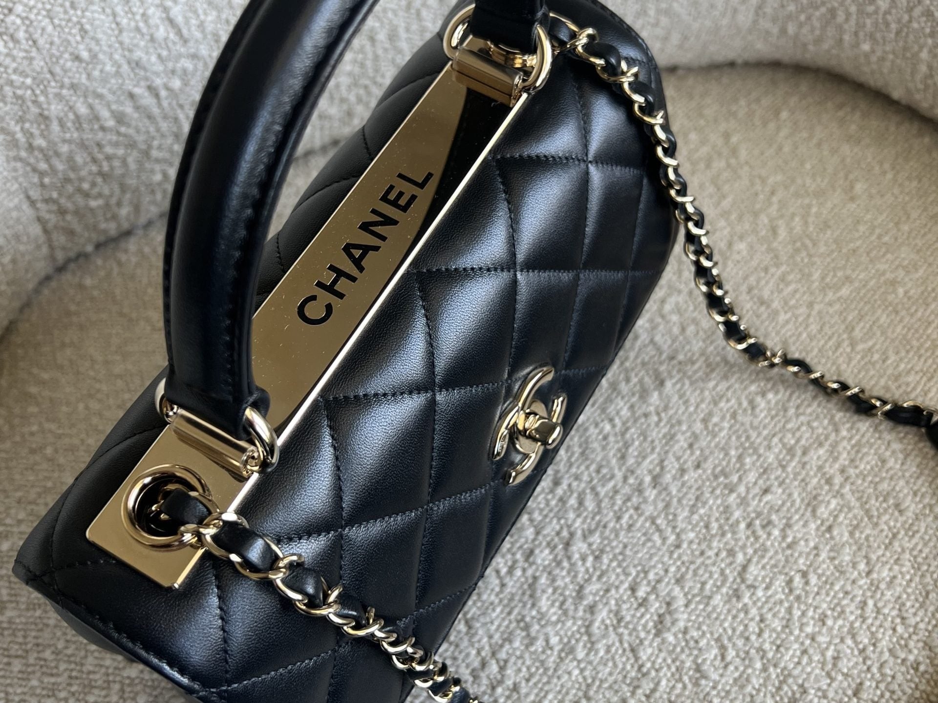 CHANEL Handbag Chanel Black Lambskin Quilted Trendy CC Small LGHW -Knockoff
