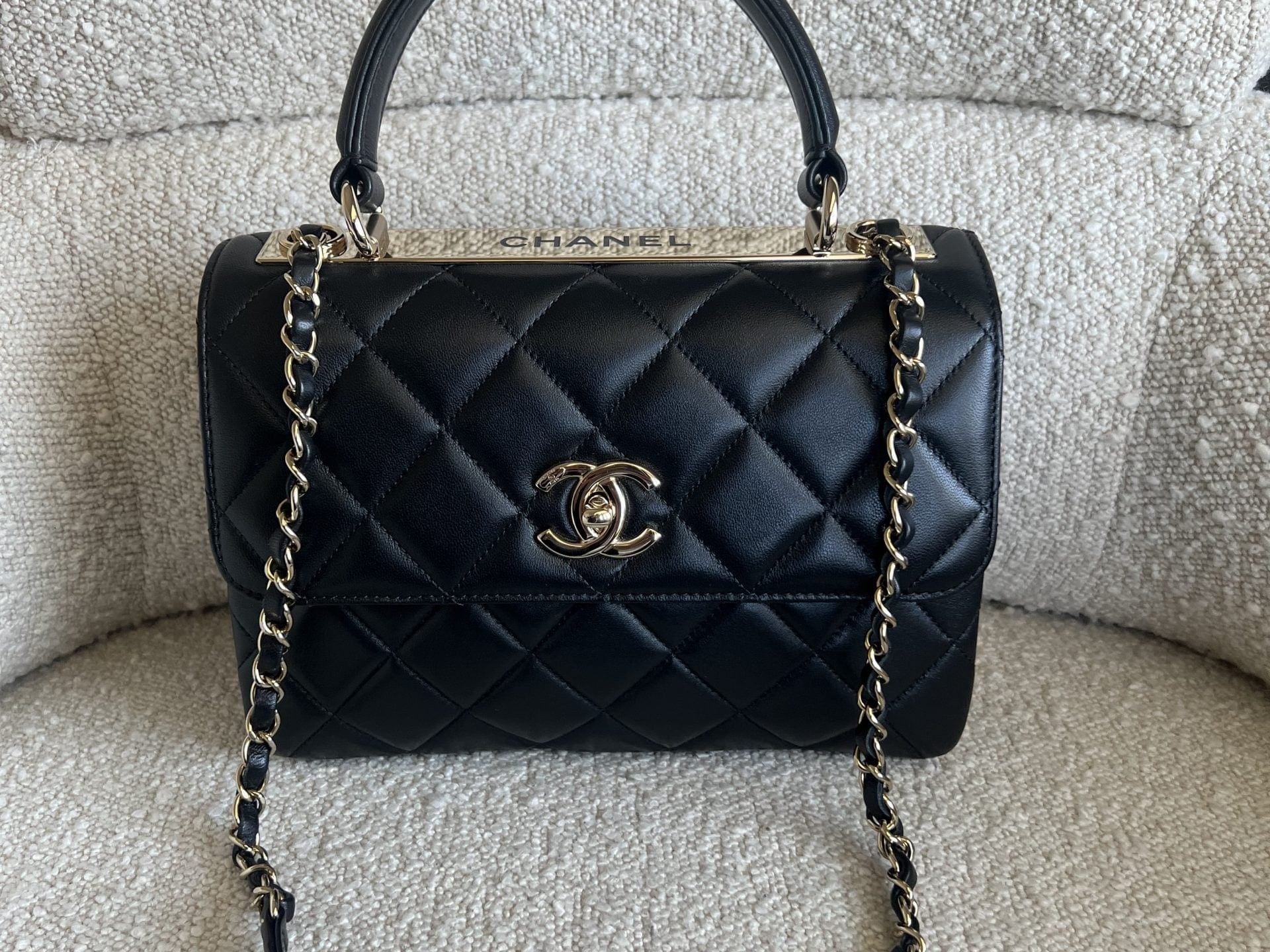 CHANEL Handbag Chanel Black Lambskin Quilted Trendy CC Small LGHW -Knockoff
