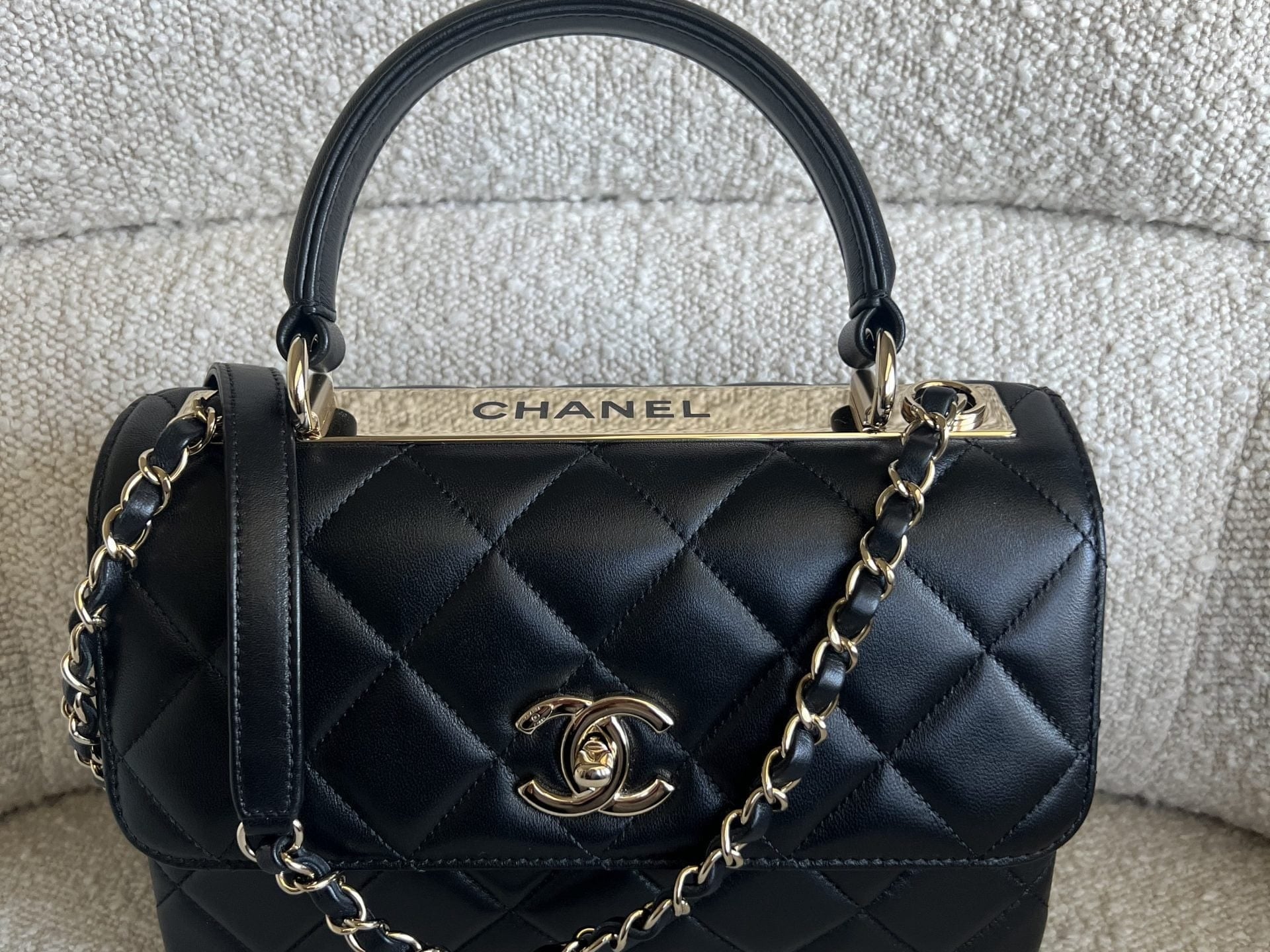 CHANEL Handbag Chanel Black Lambskin Quilted Trendy CC Small LGHW -Knockoff
