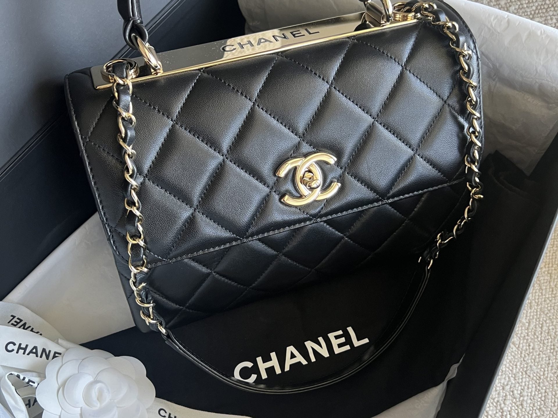 CHANEL Handbag Chanel Black Lambskin Quilted Trendy CC Small LGHW -Knockoff
