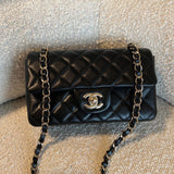 CHANEL Handbag Chanel Black Mini Rectangular Lambskin Quilted Flap LGHW -Knockoff
