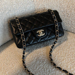 CHANEL Handbag Chanel Black Mini Rectangular Lambskin Quilted Flap LGHW -Knockoff
