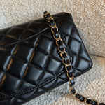 CHANEL Handbag Chanel Black Mini Rectangular Lambskin Quilted Flap LGHW -Knockoff
