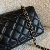 CHANEL Handbag Chanel Black Mini Rectangular Lambskin Quilted Flap LGHW -Knockoff
