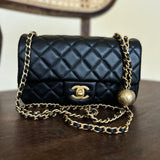 CHANEL Handbag CHANEL BLACK MINI SQUARE LAMBSKIN QUILTED FLAP SILVER HARDWARE -Knockoff
