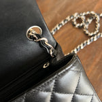 CHANEL Handbag CHANEL BLACK MINI SQUARE LAMBSKIN QUILTED FLAP SILVER HARDWARE -Knockoff
