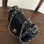 CHANEL Handbag CHANEL BLACK MINI SQUARE LAMBSKIN QUILTED FLAP SILVER HARDWARE -Knockoff
