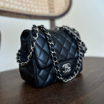 CHANEL Handbag CHANEL BLACK MINI SQUARE LAMBSKIN QUILTED FLAP SILVER HARDWARE -Knockoff
