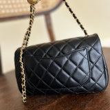 CHANEL Handbag CHANEL BLACK MINI SQUARE LAMBSKIN QUILTED FLAP SILVER HARDWARE -Knockoff
