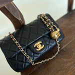 CHANEL Handbag CHANEL BLACK MINI SQUARE LAMBSKIN QUILTED FLAP SILVER HARDWARE -Knockoff
