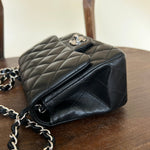 CHANEL Handbag CHANEL BLACK MINI SQUARE LAMBSKIN QUILTED FLAP SILVER HARDWARE -Knockoff
