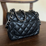 CHANEL Handbag CHANEL BLACK MINI SQUARE LAMBSKIN QUILTED FLAP SILVER HARDWARE -Knockoff
