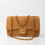 CHANEL Handbag Chanel Brown Suede Quilted Matelasse Single Flap  GHW -Knockoff
