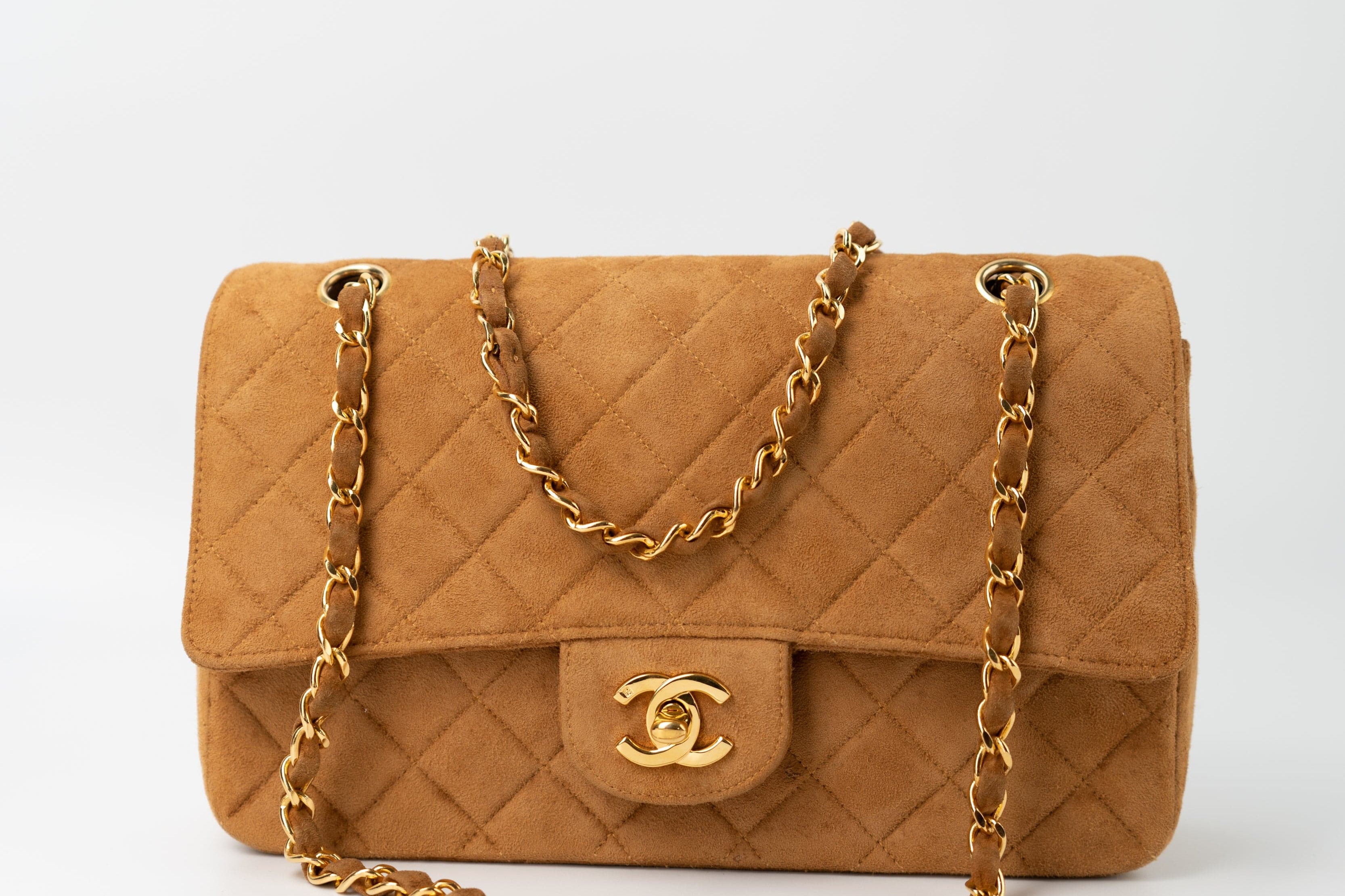 CHANEL Handbag Chanel Brown Suede Quilted Matelasse Single Flap  GHW -Knockoff
