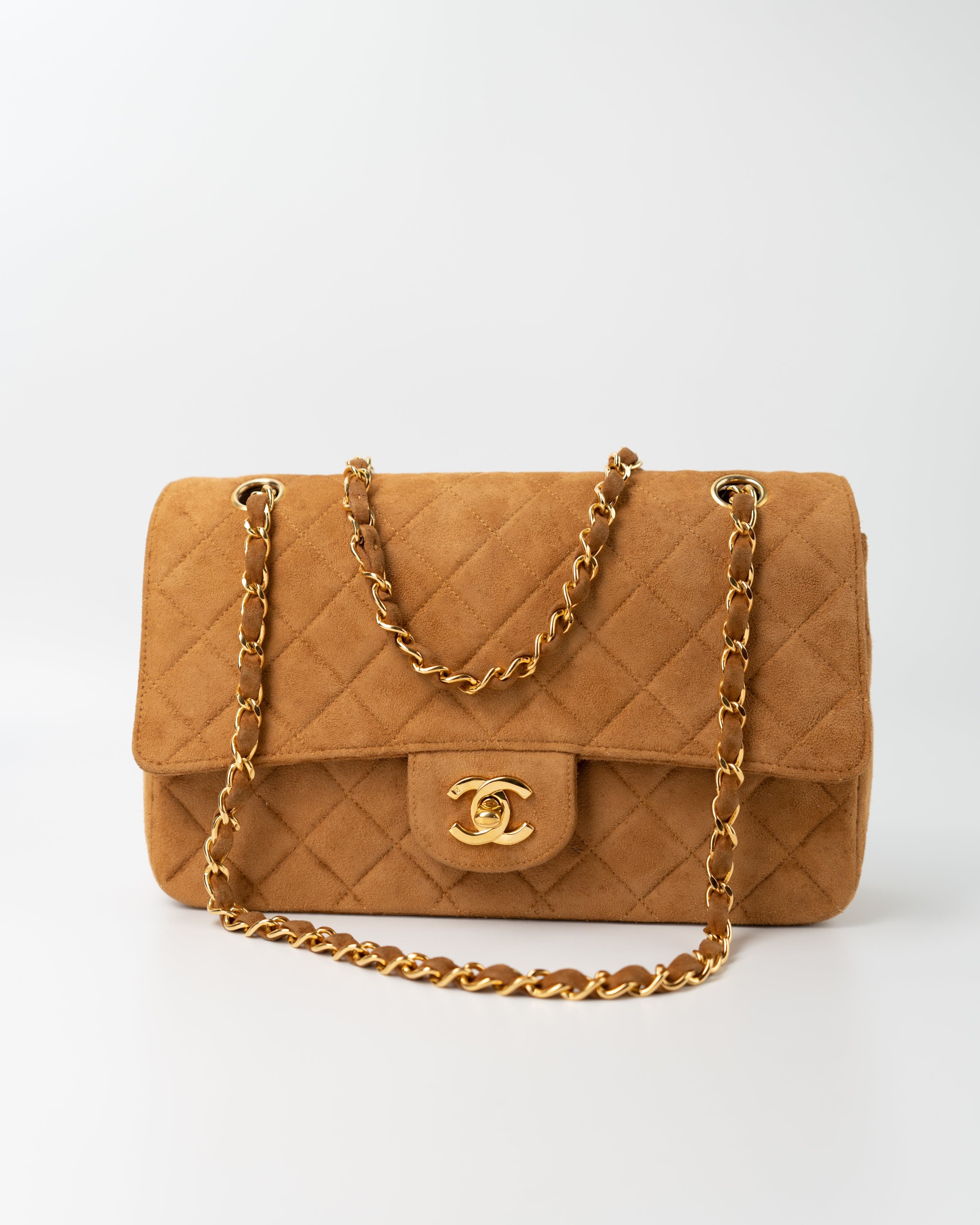 CHANEL Handbag Chanel Brown Suede Quilted Matelasse Single Flap  GHW -Knockoff
