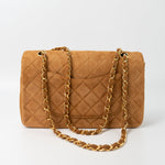 CHANEL Handbag Chanel Brown Suede Quilted Matelasse Single Flap  GHW -Knockoff
