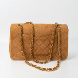 CHANEL Handbag Chanel Brown Suede Quilted Matelasse Single Flap  GHW -Knockoff
