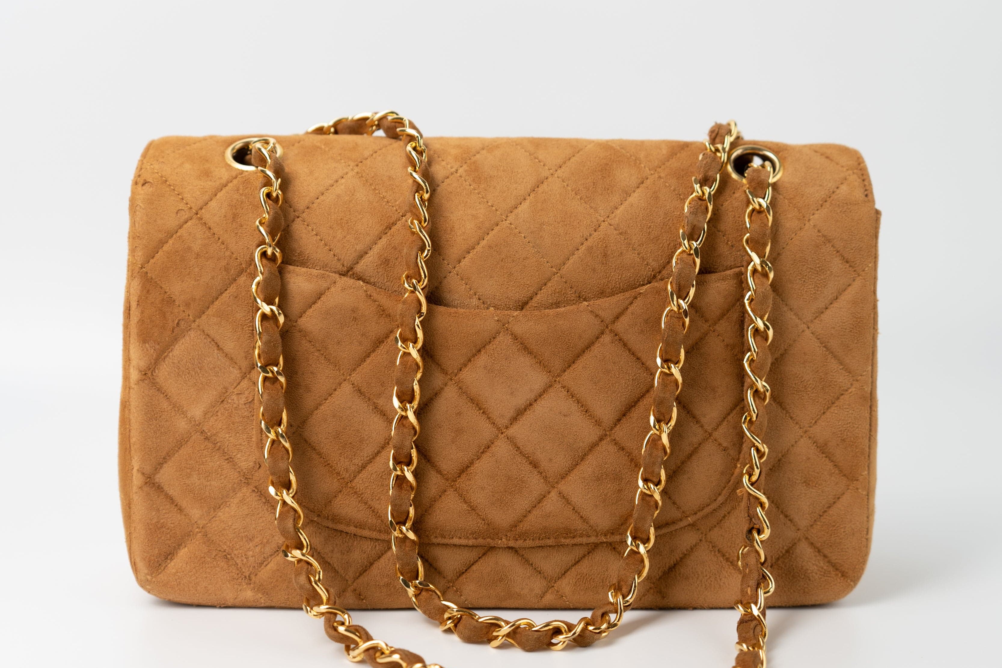 CHANEL Handbag Chanel Brown Suede Quilted Matelasse Single Flap  GHW -Knockoff
