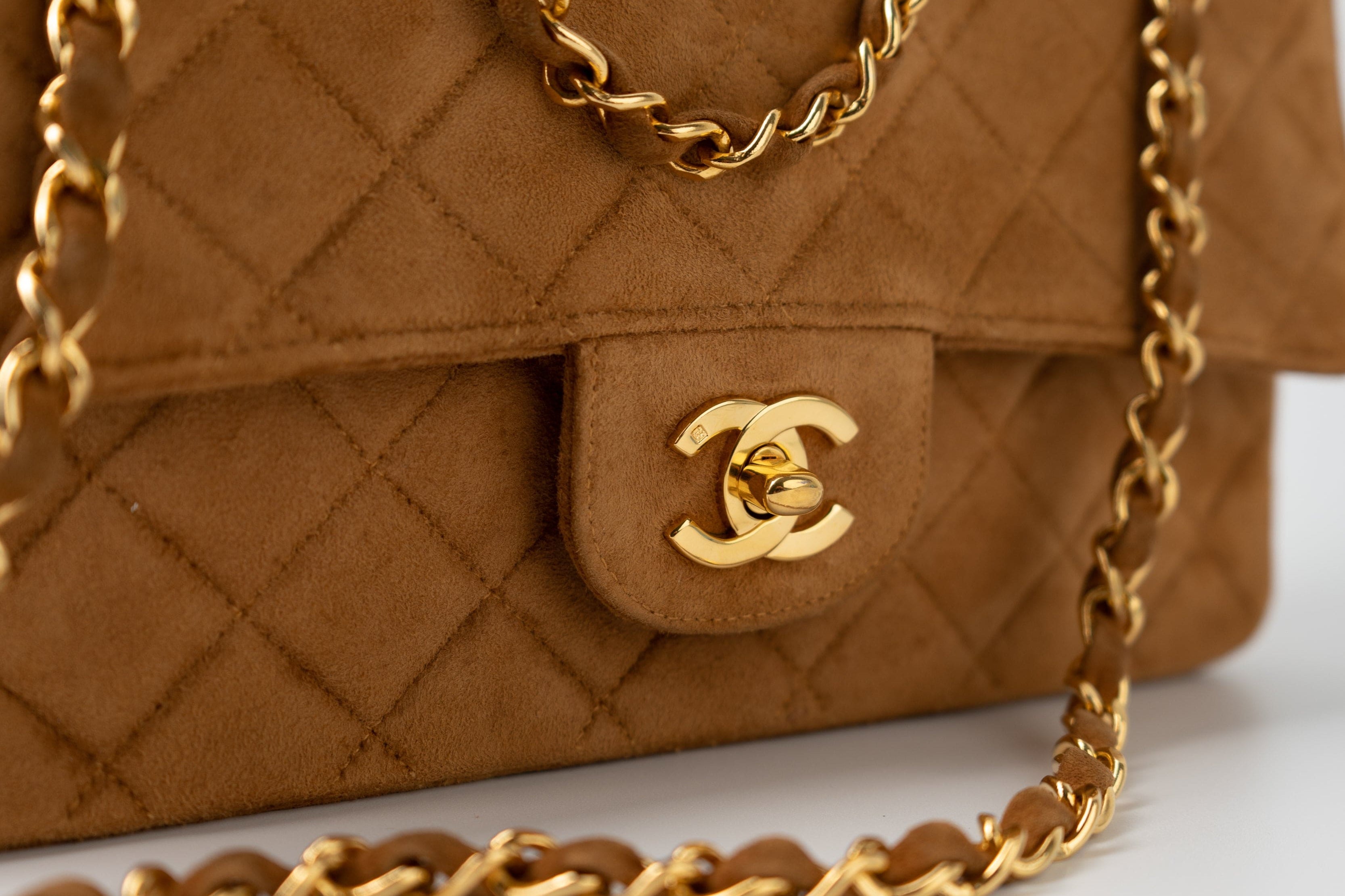 CHANEL Handbag Chanel Brown Suede Quilted Matelasse Single Flap  GHW -Knockoff
