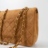 CHANEL Handbag Chanel Brown Suede Quilted Matelasse Single Flap  GHW -Knockoff
